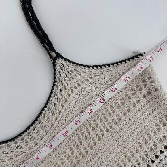 American Eagle Crochet Tie Waist Peplum Cropped Tank Top Size L Boho Festival - Picture 7 of 9